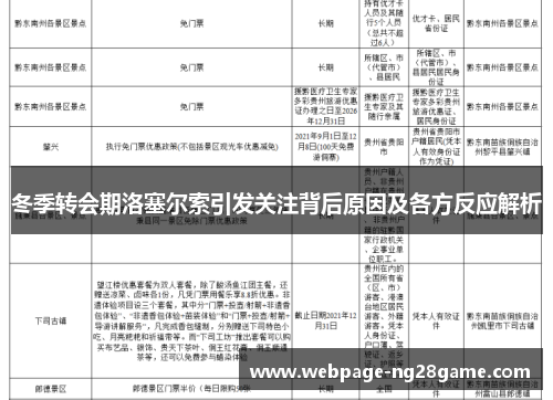 冬季转会期洛塞尔索引发关注背后原因及各方反应解析